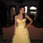 Ball Gown Strapless Satin Chiffon Tiered Prom Dresses With Appliques