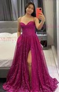 Ball Gown Sweetheart Glitter Prom Dresses With Ruched