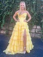 Princess Strapless Chiffon Tiered Prom Dresses With Appliques