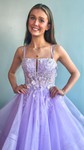 Princess Square Neck Tulle Ruffle Prom Dresses With Appliques