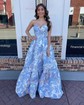 Ball Gown Strapless Satin Floral Prom Dresses With Ruched