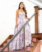 Ball Gown Strapless Satin Floral Prom Dresses With Ruched
