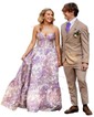 Ball Gown Strapless Satin Floral Prom Dresses With Ruched