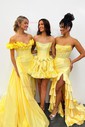 Mermaid Strapless Satin Ruffle Tiered Prom Dresses With Appliques