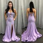 Sheath/Column Strapless Satin Cut Out Beaded Prom Dresses