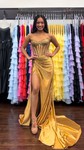 Corset Sheath/Column Satin Beaded Ruched Split Prom Dresses