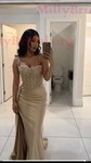 Sheath/Column Sweetheart Satin Corset Prom Dresses With Appliques