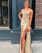 Sheath/Column Sweetheart Satin Corset Prom Dresses With Appliques