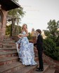 Ball Gown Strapless Satin Chiffon Floral Tiered Prom Dresses