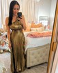 Ball Gown One Shoulder Metallic Prom Dresses With Ruched