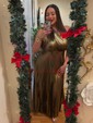 Ball Gown One Shoulder Metallic Prom Dresses With Ruched