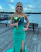 Mermaid Strapless Jersey Corset Prom Dresses With Beading