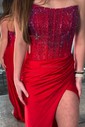 Mermaid Strapless Jersey Corset Prom Dresses With Beading