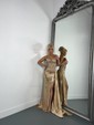 Sheath/Column Sweetheart Satin Corset Prom Dresses With Appliques