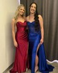 Sheath/Column Sweetheart Satin Corset Prom Dresses With Appliques