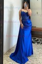 Sheath/Column Sweetheart Satin Corset Prom Dresses With Appliques