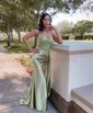 Sheath/Column Sweetheart Satin Corset Prom Dresses With Appliques