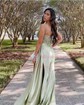 Sheath/Column Sweetheart Satin Corset Prom Dresses With Appliques