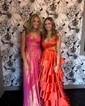 Sparkly A-line Sweetheart Metallic Prom Dresses With Ruched