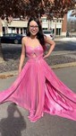Sparkly A-line Sweetheart Metallic Prom Dresses With Ruched