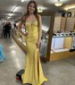 Sheath/Column V-neck Satin Corset Prom Dresses With Beading