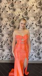 Mermaid Strapless Satin Cut Out Beaded Prom Dresses