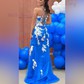 Sheath/Column V-neck Tulle Prom Dresses With Appliques