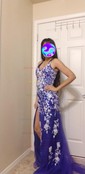 Sheath/Column V-neck Tulle Prom Dresses With Appliques