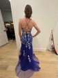 Sheath/Column V-neck Tulle Prom Dresses With Appliques