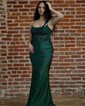 Mermaid Square Neck Jersey Beaded Prom Dresses With Appliques