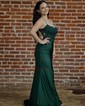 Mermaid Square Neck Jersey Beaded Prom Dresses With Appliques