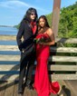 Mermaid Square Neck Jersey Beaded Prom Dresses With Appliques