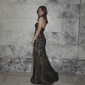 Mermaid V-neck Lace Strapless Prom Dresses With Beading