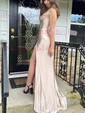 Mermaid Cowl Neck Satin Corset Prom Dresses With Ruched