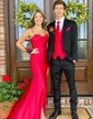 Mermaid Cowl Neck Satin Corset Prom Dresses With Ruched