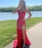 Mermaid Cowl Neck Satin Corset Prom Dresses With Ruched