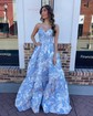 Ball Gown Strapless Satin Floral Prom Dresses With Ruched