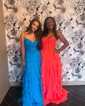 Ball Gown Strapless Chiffon Ruffle Tiered Prom Dresses