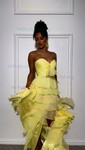 Ball Gown Strapless Chiffon Ruffle Tiered Prom Dresses
