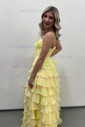 Ball Gown Strapless Chiffon Ruffle Tiered Prom Dresses