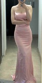 Mermaid Scoop Neck Satin Prom Dresses With Ruched