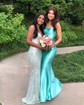 Mermaid Scoop Neck Satin Prom Dresses With Ruched