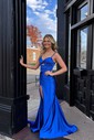 Mermaid V-neck Satin Cut Out Prom Dresses