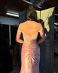 Sheath/Column Off-the-shoulder Satin Corset Prom Dresses With Appliques
