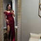 Sheath/Column Off-the-shoulder Satin Prom Dresses With Appliques