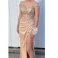 Sheath/Column Off-the-shoulder Satin Prom Dresses With Appliques