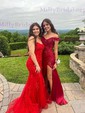 Sheath/Column Off-the-shoulder Satin Prom Dresses With Appliques