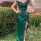 Sheath/Column Off-the-shoulder Satin Prom Dresses With Appliques
