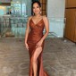 Sheath/Column V-neck Sparkly Sequin Prom Dresses With Ruched
