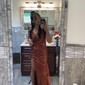 Sheath/Column V-neck Sparkly Sequin Prom Dresses With Ruched